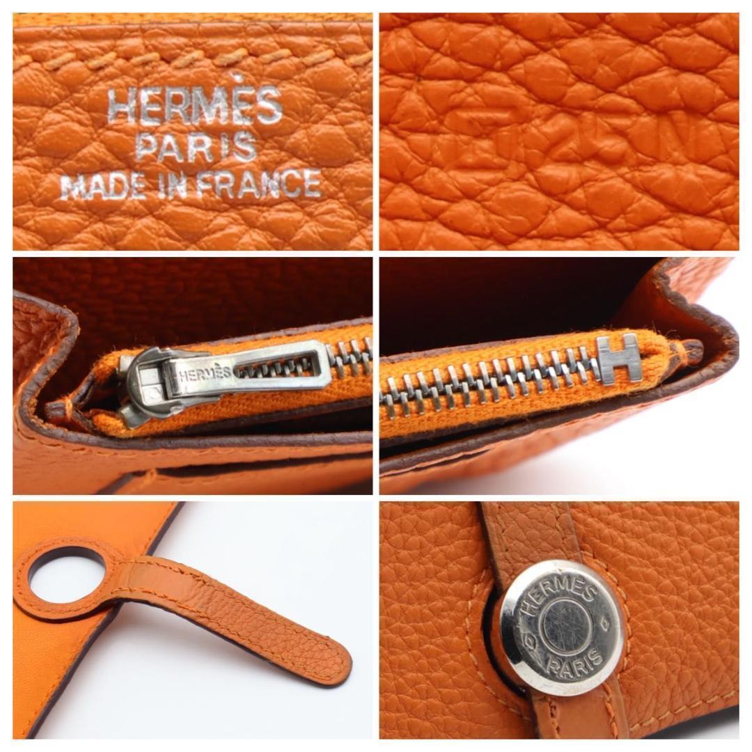 Hermes Dogon GM Orange Wallet Silver — view 7