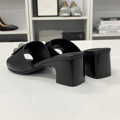 Hermes Dreamy Leather Collier Chien Sandals Black — view 4
