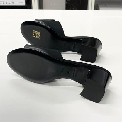 Hermes Dreamy Leather Collier Chien Sandals Black — view 6