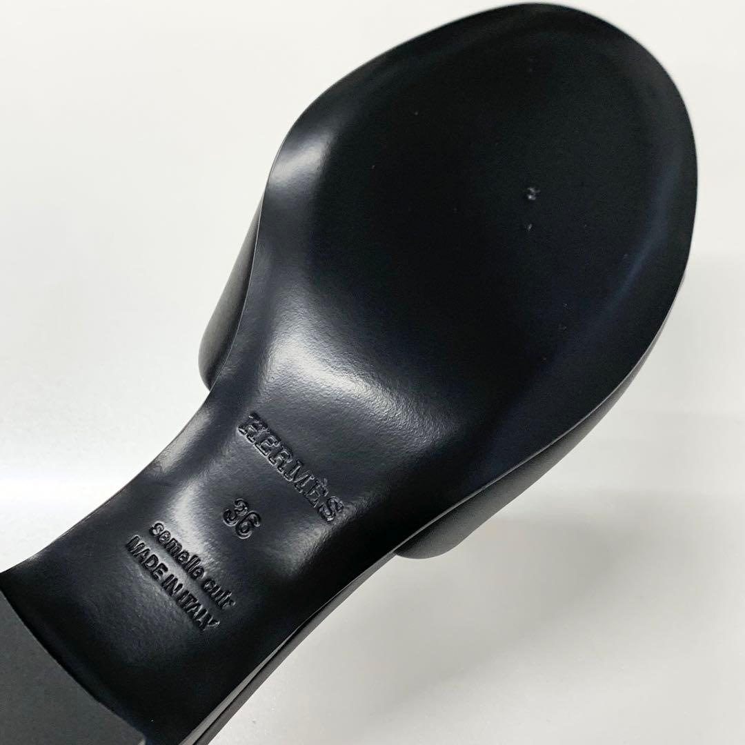 Hermes Dreamy Leather Collier Chien Sandals Black — view 8