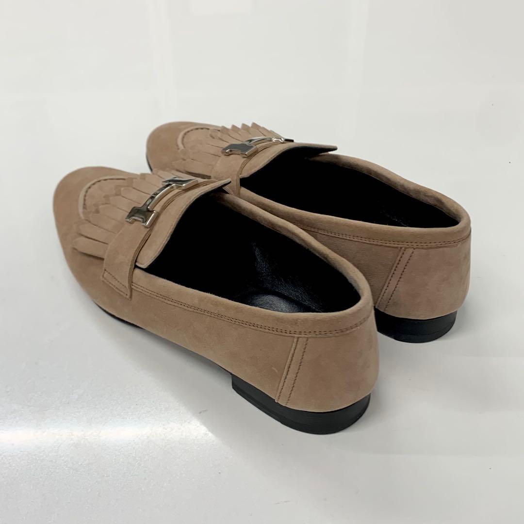 Hermes Royale Suede H Constance Fringe Loafers — view 4