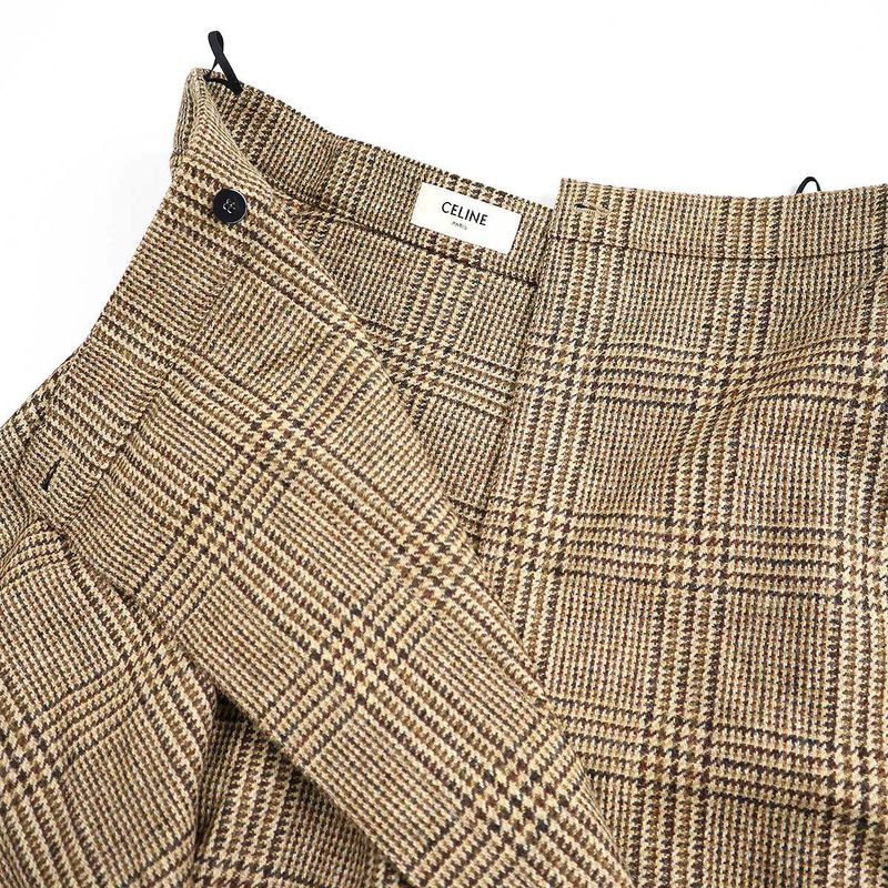 Celine Hound's Tooth Check Long Skirt 2j210222k Brown 38