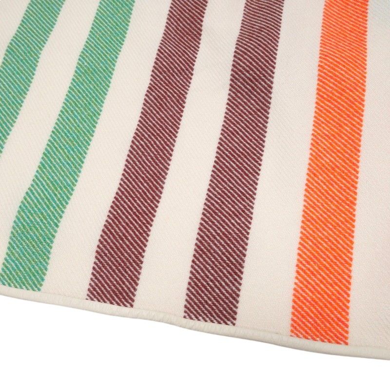 Hermes Shawl Large Shawl Scarf All Cashmere Leather Fringe Striped Ivory