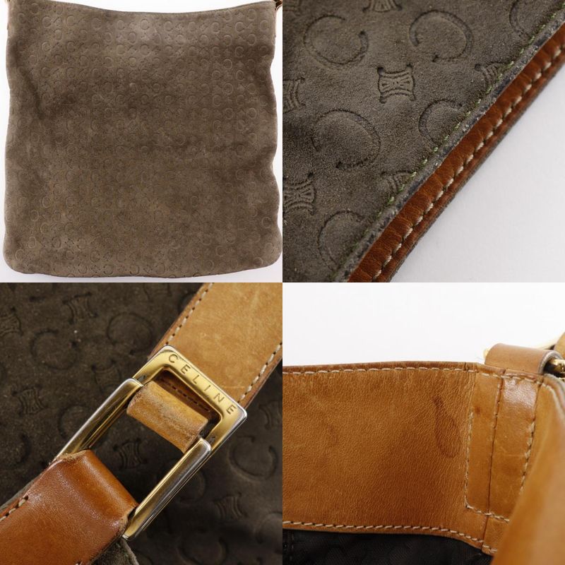 Celine C Macadam Suede Brown Women's Shoulder Bag