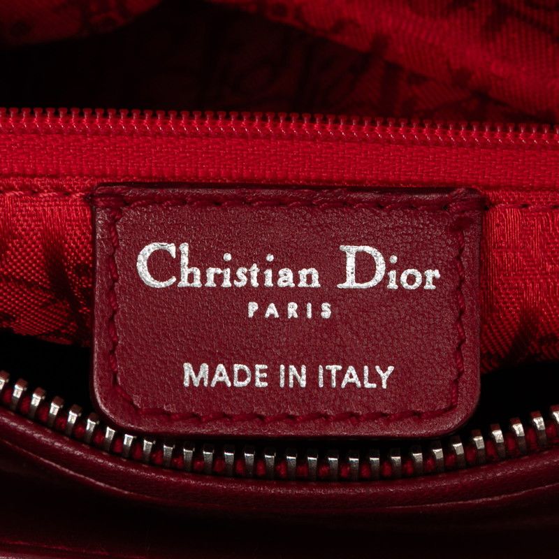 Dior Lady Dior Canage Medium Handbag Shoulder Bag 2WAY Red Leather Women's Dior