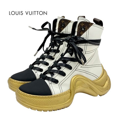 Louis Vuitton Arclight Line Monogram Sneakers High Cut Sneakers Leather White