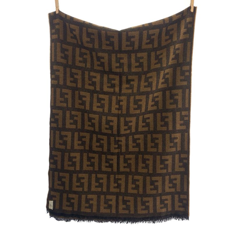 Fendi Zucca Brown Wool Scarf Women 505326