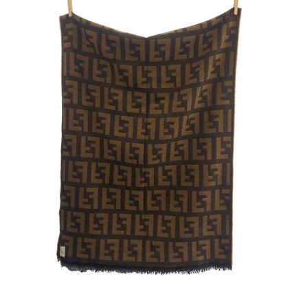 Fendi Zucca Brown Wool Scarf Women 505326