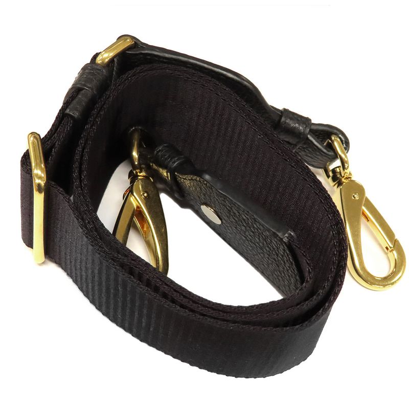 Prada Shoulder Bag Metal Logo Leather Nero Gold Hardware Black Vitello Phenix