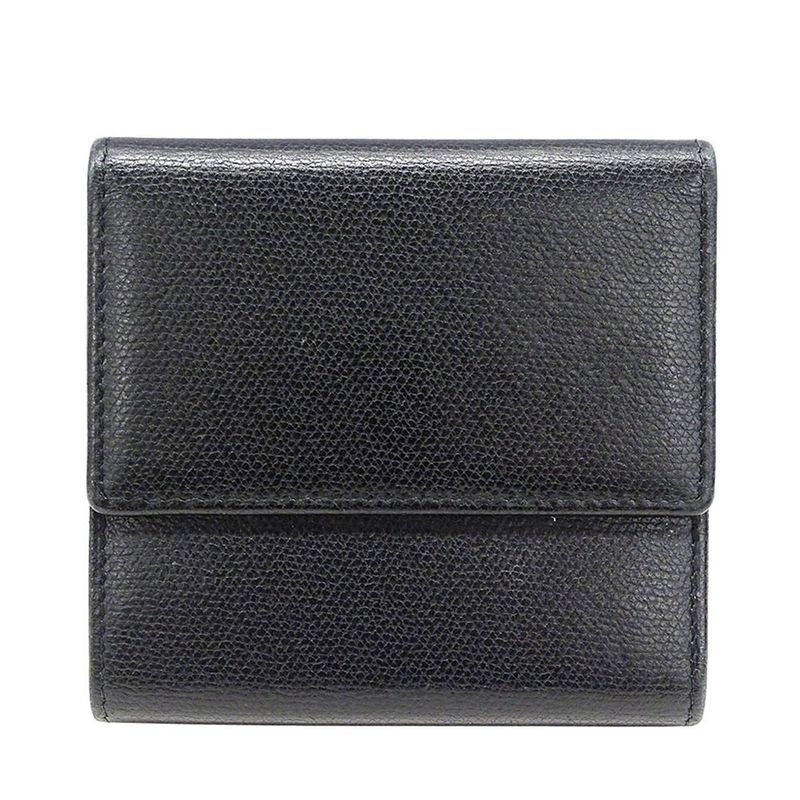 Chanel Wallet Women's Brand Bifold Wallet Coco Button Leather Black None Place
