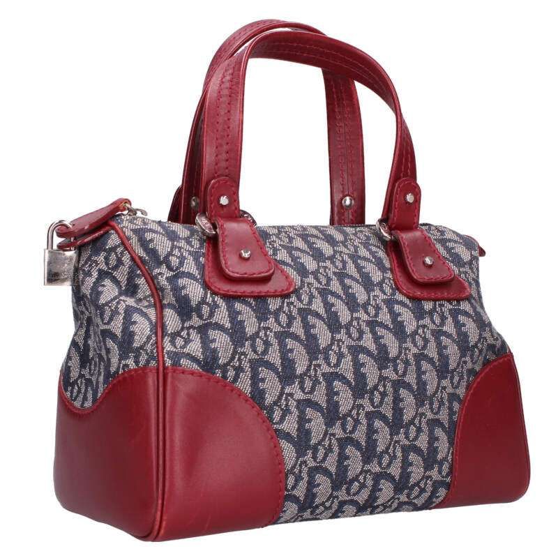 Christian Dior Trotter Pattern Leather Switched Mini Boston Bag Women's