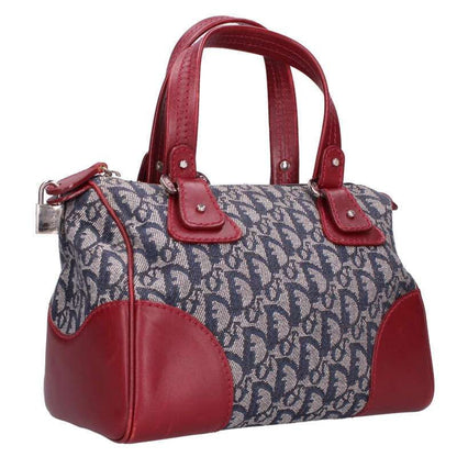 Christian Dior Trotter Pattern Leather Switched Mini Boston Bag Women's