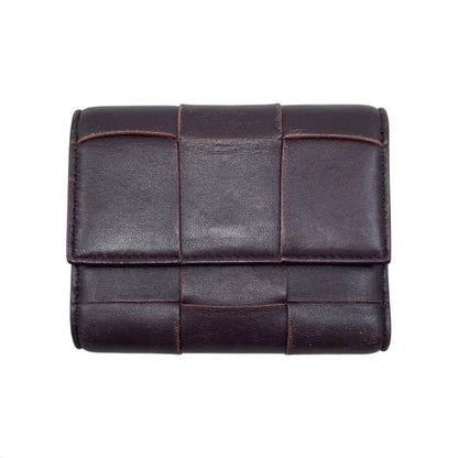 Bottega Veneta Trifold Wallet Maxi Intrecciato 651372 Leather Purple Gold