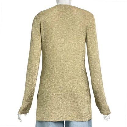Gucci Cardigan Top Long Sleeves Gold Size L