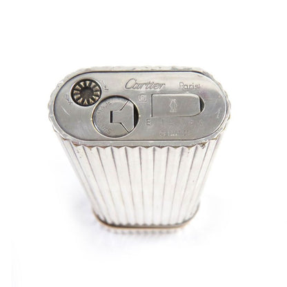 Cartier Trinity Short New Shape Oval Smoking Tool Gas Lighter Silver Gold Swiss