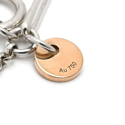 Hermes Necklace Exlibris Pendant PM 18k Pink Gold Silver 925 Silver and Pink