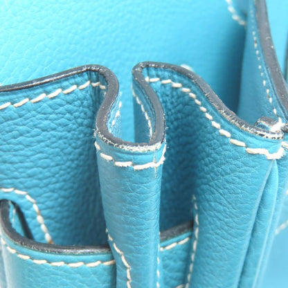 Hermes Birkin 30 Blue Jean Silver Hardware Handbag Epson Women