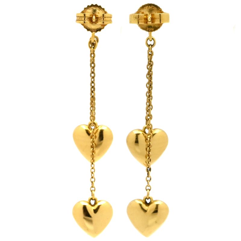 Tiffany & Co Tiffany & Co Earrings Double Heart Drop Swing Chain 18k Yellow