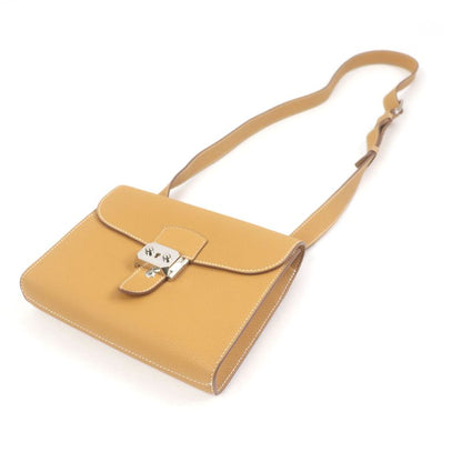 Hermes Sac A Depeches 21 Togo Leather Shoulder Bag Natural Sable W Engraved