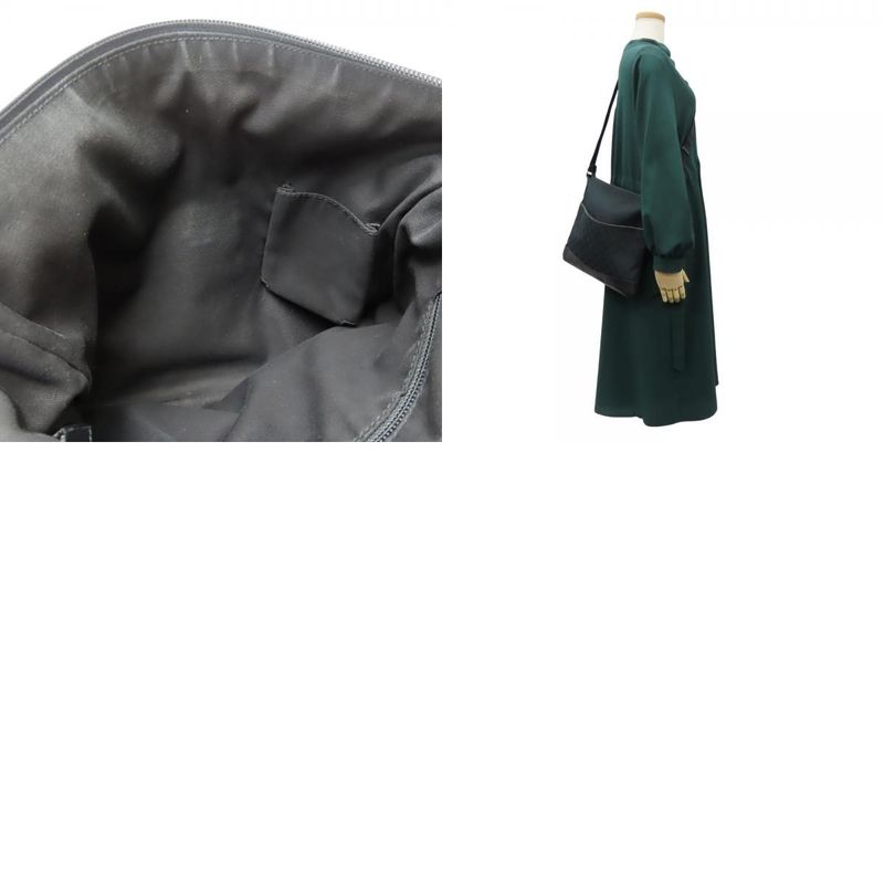 Gucci Shoulder Bag 145857 Perforated GG Canvas Leather Black Crossbody Casual