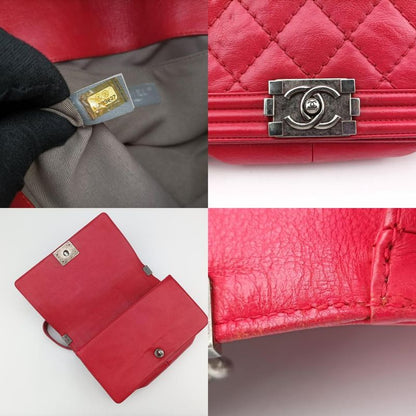 Chanel Boy Chanel Red Leather A9210518893037