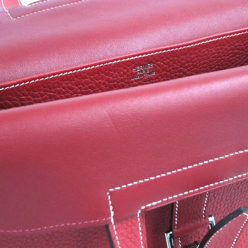 Hermes Alzan 31 Taurillon Clemence Rouge Tomato Vermillion Silver