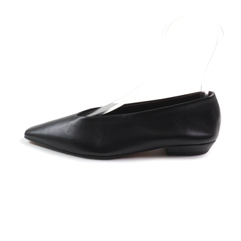 Bottega Veneta Square Toe Leather Flat Pumps Black 35 With Box