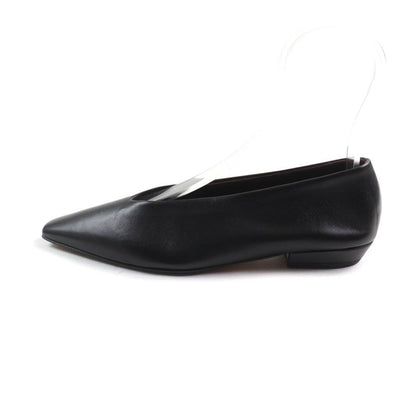 Bottega Veneta Square Toe Leather Flat Pumps Black 35 With Box