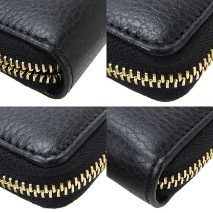 Gucci Round Zipper Long Wallet Zippy Wallet 456117 GG Marmont Black Leather