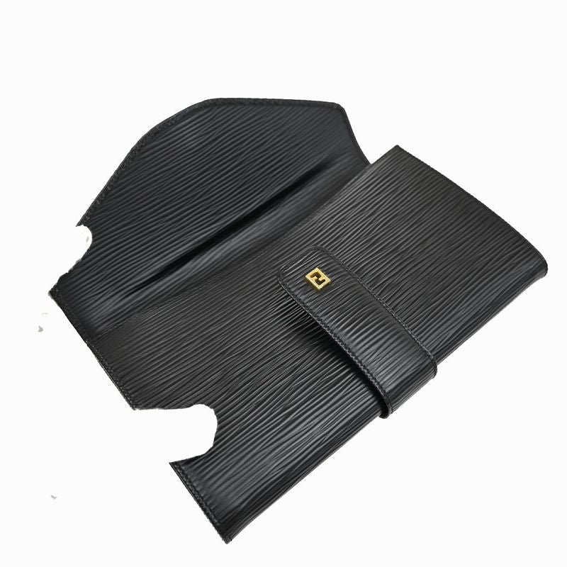 Fendi Long Wallet Logo Black Gold 64ka736