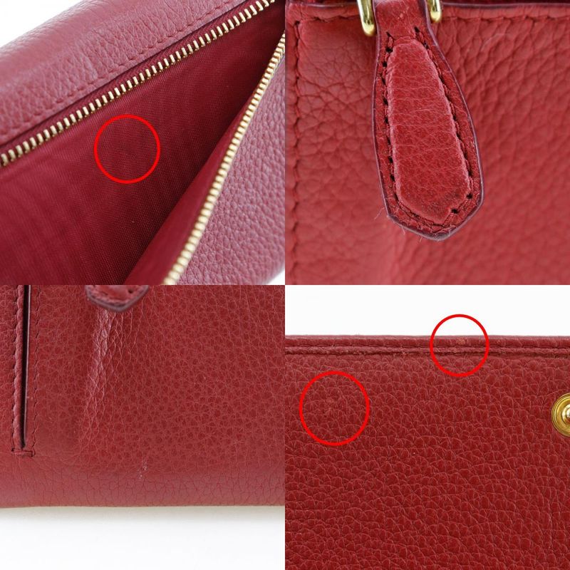 Prada Vittero Dino 1mh132 Leather Red Ladies Long Wallet