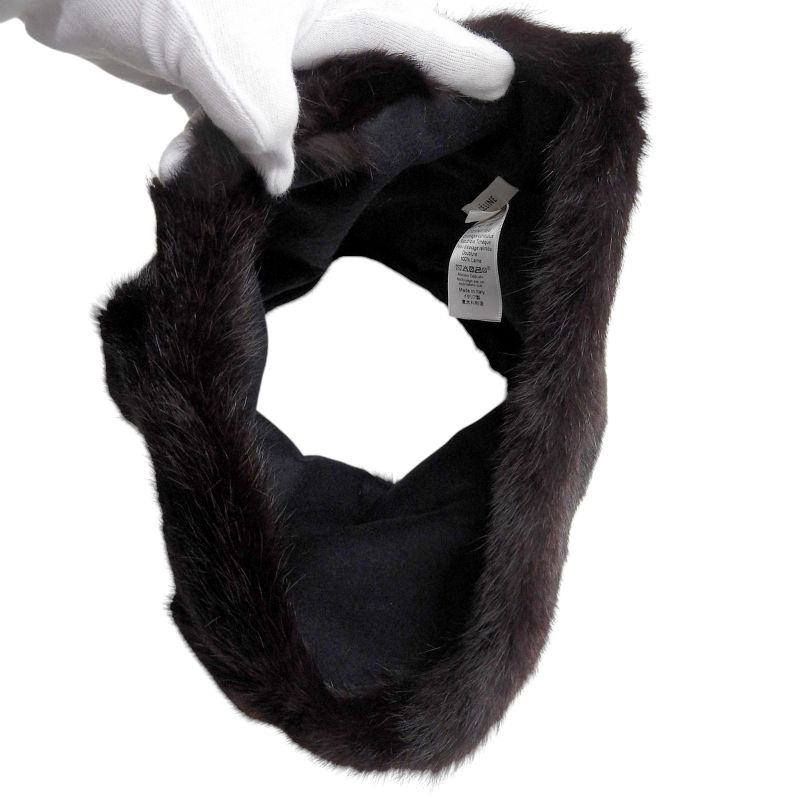 Celine 2 4b13/4798 100% Lapin Fur Neck Warmer Snood Dark Brown TU Made In
