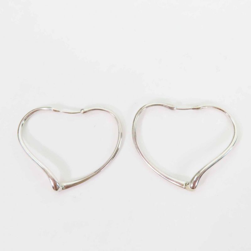 Tiffany & Co Open Heart Hoop Earrings For Both Ears Ag925 Silver