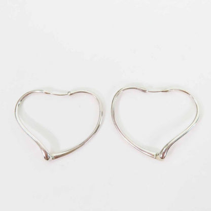 Tiffany & Co Open Heart Hoop Earrings For Both Ears Ag925 Silver