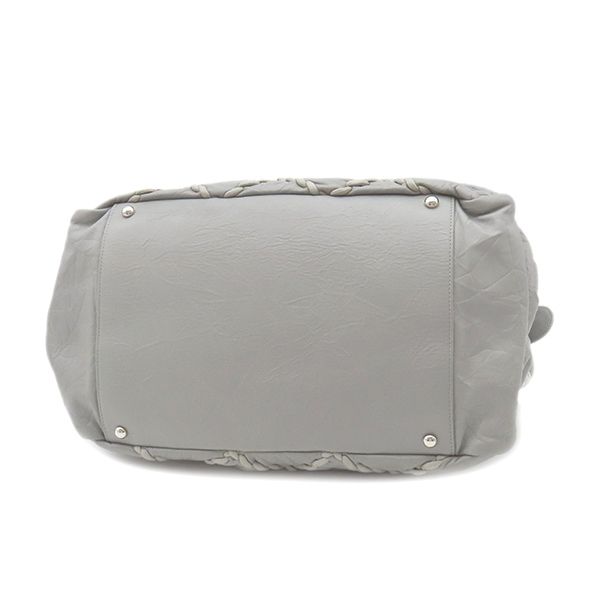 Chanel Tote Bag Ultra Stitch Lambskin Gray Silver Hardware Chain Shoulder Coco