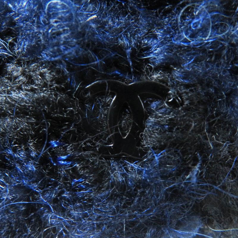 CHANEL 2019 19V With Coco Mark Tweed Use Cassock Dark Navy S Made In Germany