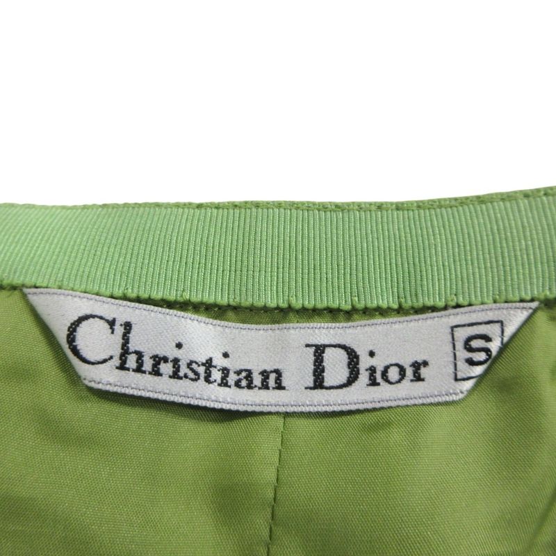 Good Christian DIOR Flared Tuck Pleated Skirt Bottoms Vintage S Green Women Used