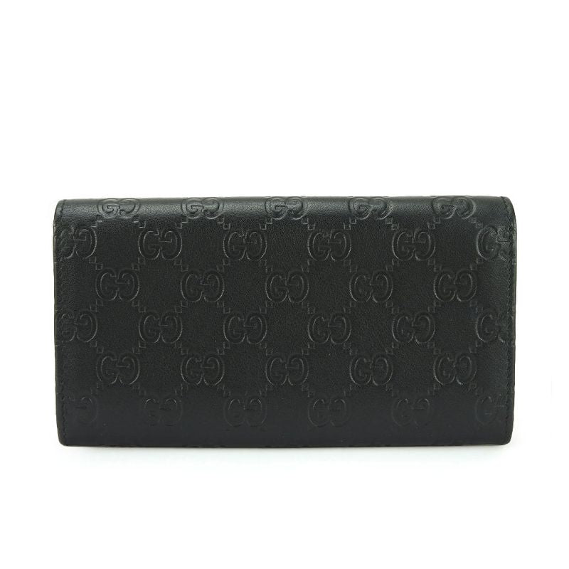 Gucci Long Wallet 244946 Guccissima Cima Leather Black Gold Hardware Everyday