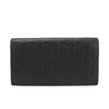 Gucci Long Wallet 244946 Guccissima Cima Leather Black Gold Hardware Everyday