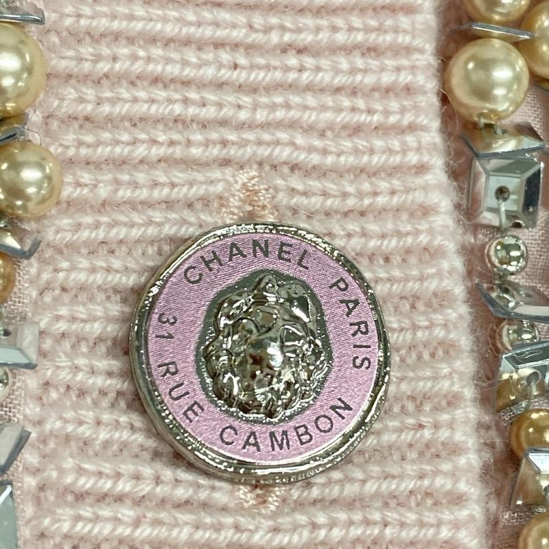 Chanel Cardigan Size 34 S Women - P72452 Light Pink Short Sleeves Sequin
