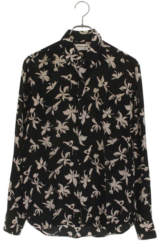 Saint Laurent Paris 646850 Y2c16 Floral Silk Long Sleeve Shirt Men's 36
