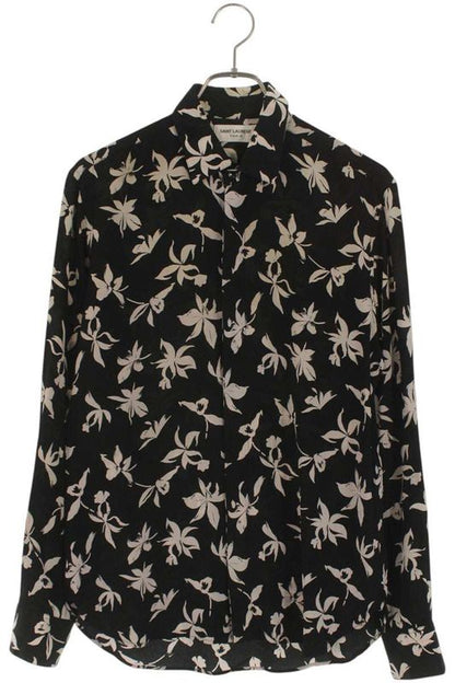 Saint Laurent Paris 646850 Y2c16 Floral Silk Long Sleeve Shirt Men's 36