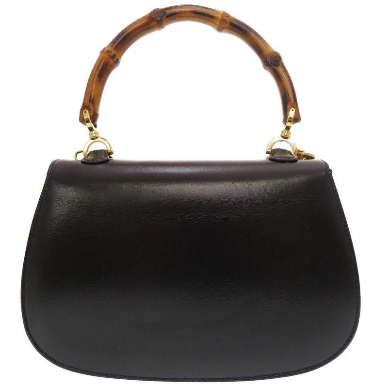 Gucci Bamboo Leather Navy 000 2046 0188 2WAY Handbag Bag 0184 Gucci