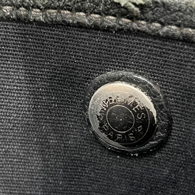 Hermes Garden File Tote Bag Canvas Leather Black ▢I 69fa285