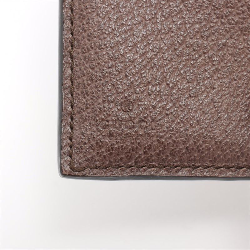 Gucci Ophidia GG Supreme PVC X Leather Compact Wallet 523174 Beige X Ebène Made