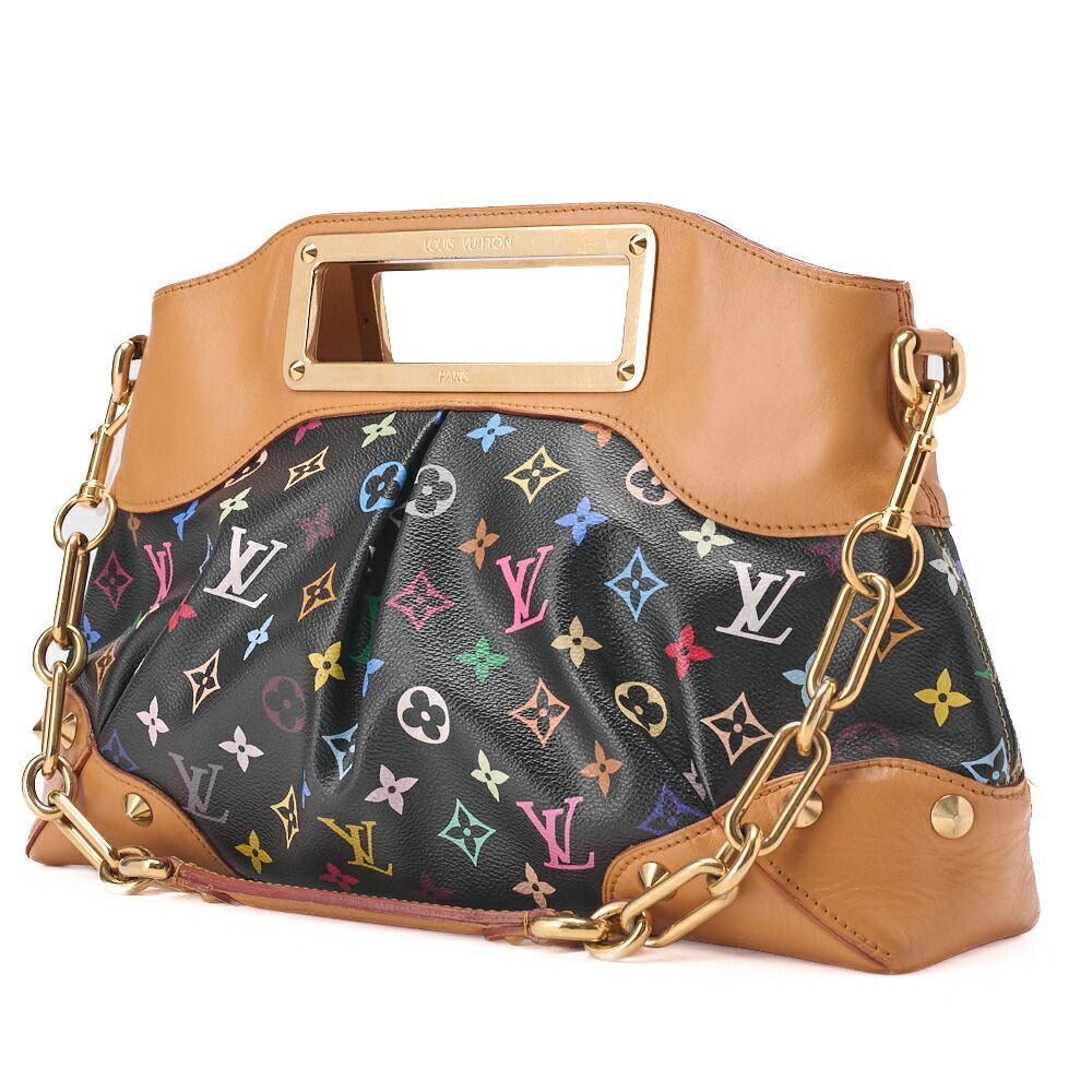 Louis Vuitton Monogram Multicolor Judy MM 2WAY Handbag Noir Black M40255 (gold