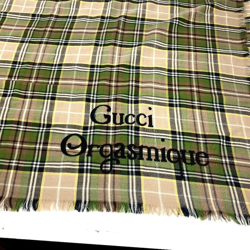 Gucci Shawl Check Large 620547 Wool Beige