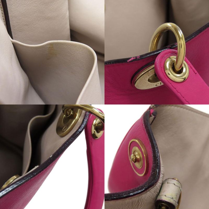 Christian DIOR Lady Dior 2WAY Handbag Calf Women Pink Leather Strap Crossbody