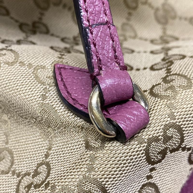 Gucci Handbag GG Pattern/bree 353120 Dark Brown/beige/purple Leather