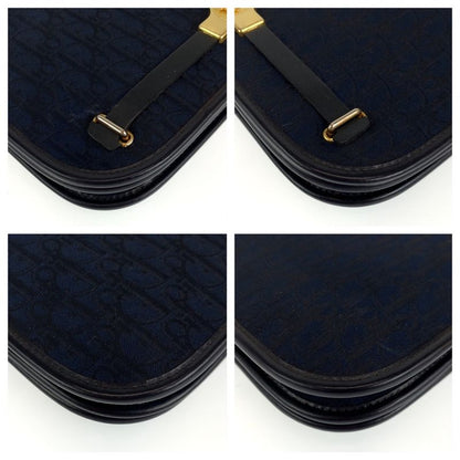 DIOR Vintage Trotter Navy Gold Hardware Canvas/leather Crossbody Shoulder Bag